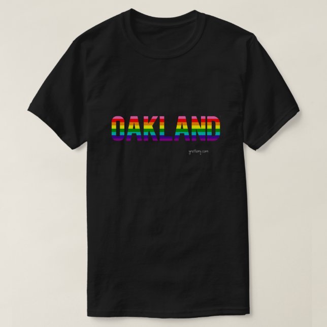 Oakland Pride T-shirt | Rainbow Flag  (Design Front)