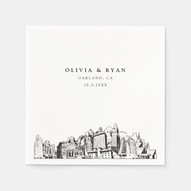 Oakland Wedding Minimalist Paper  Napkin (Front)