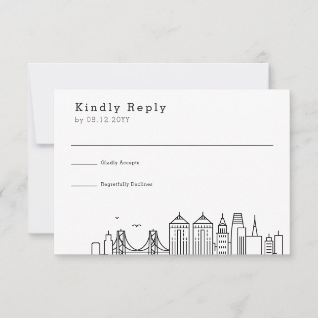 Oakland Wedding | Stylised Skyline RSVP (Front)