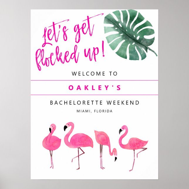 OAKLEY Flamingo Hot Pink Bachelorette Welcome Poster (Front)