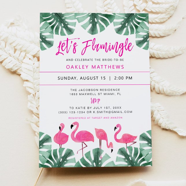 OAKLEY Let's Flamingle Tropical Bridal Shower Invitation (Creator Uploaded)