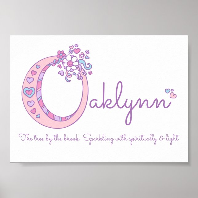 Oaklynn girls name meaning pastel letter O Poster (Front)