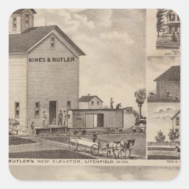 Oakwood Farm, Minnesota Square Sticker (Front)