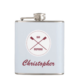Oar inspiring pun rowers personalised sport hip flask