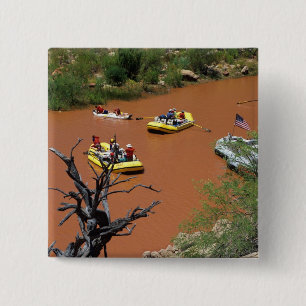Oar powered rafts turn into the Colorado River 15 Cm Square Badge