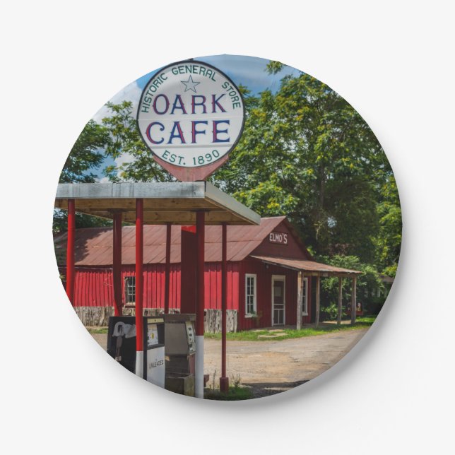 Oark Gas Pumps Paper Plate (Front)