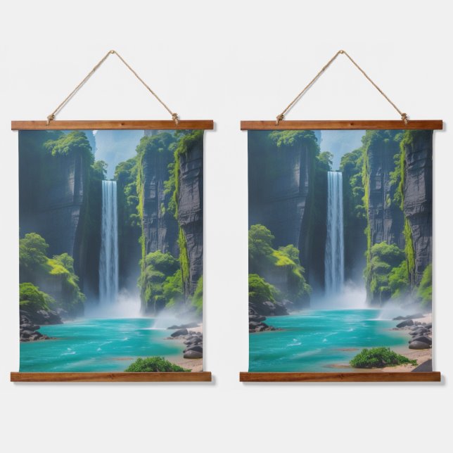Oasis Cascade – Exotic Waterfall  Hanging Tapestry (Double)