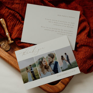 OASIS Minimalist 3 Photo Wedding Thank You Card