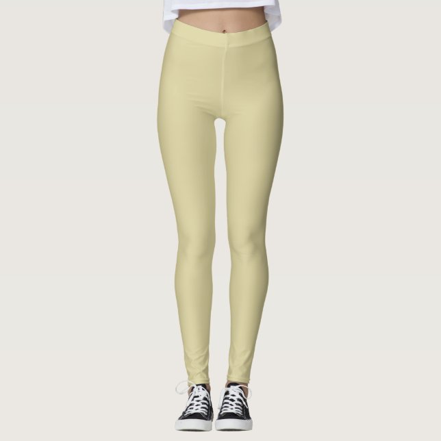 Oat Colour Solid Plain Leggings (Front)