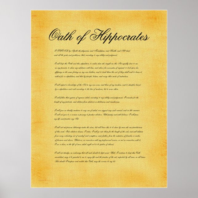 Oath of Hippocrates, canvas parchment look Poster (Front)