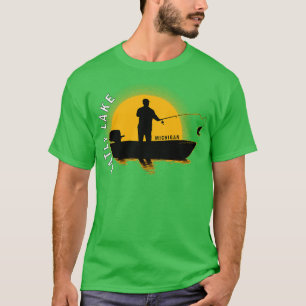 Oatly Lake Fishing Michigan Sunrise T-Shirt
