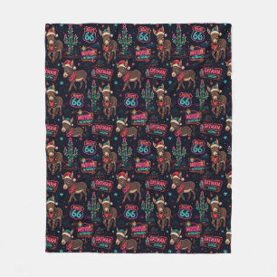 Oatman Neon Desert Christmas Nights Fleece Blanket