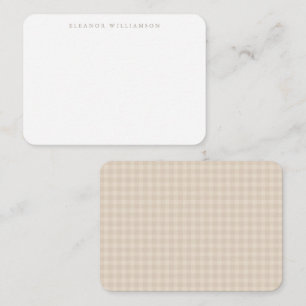 Oatmeal Beige Gingham Personalised Gift Enclosure Card