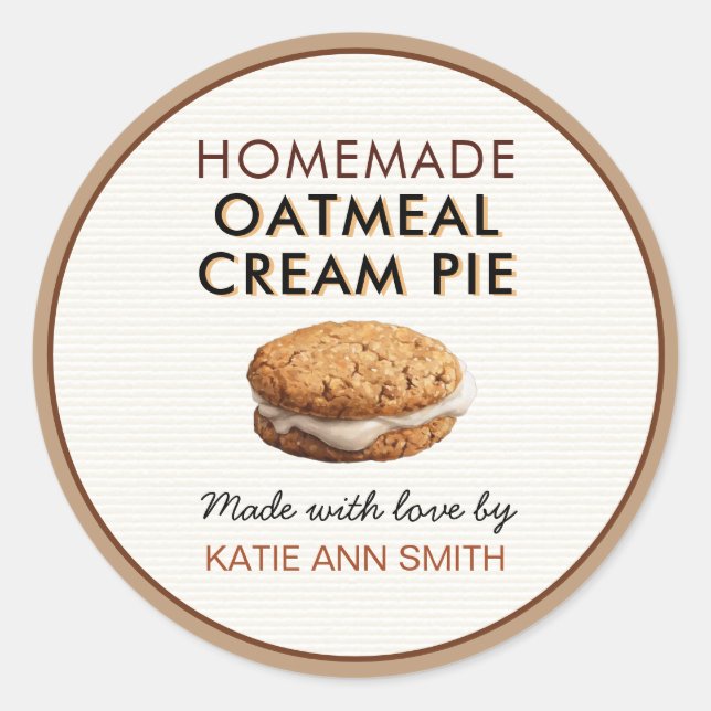 Oatmeal Cream Pie Label | Homemade Bakery Sticker (Front)