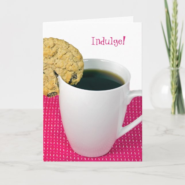 oatmeal raisin cookie and coffee birthday card (Front)