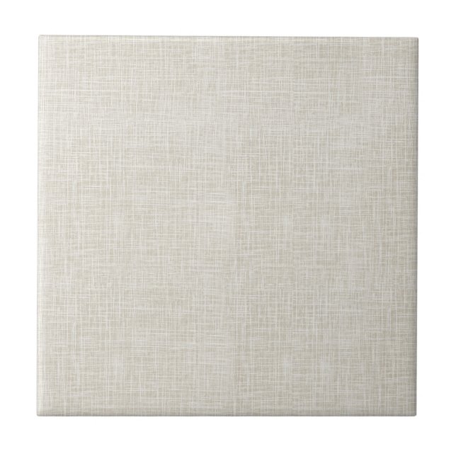 Oatmeal Tan Faux Linen Fabric Textured Background Ceramic Tile (Front)