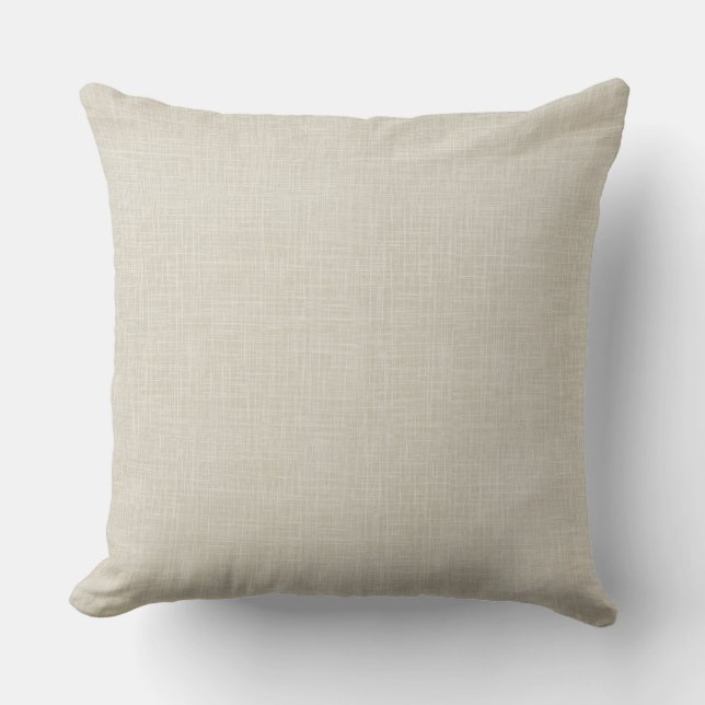 Oatmeal Tan Faux Linen Fabric Textured Background Cushion (Front)