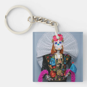 Oaxaca Calavera Catrina Tehuana Key Ring
