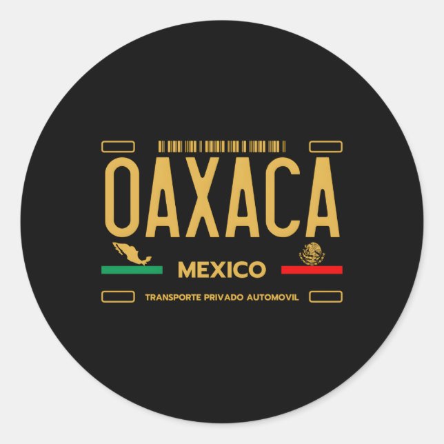 Oaxaca Mexico License Plate Aesthetic Oaxaca Classic Round Sticker (Front)