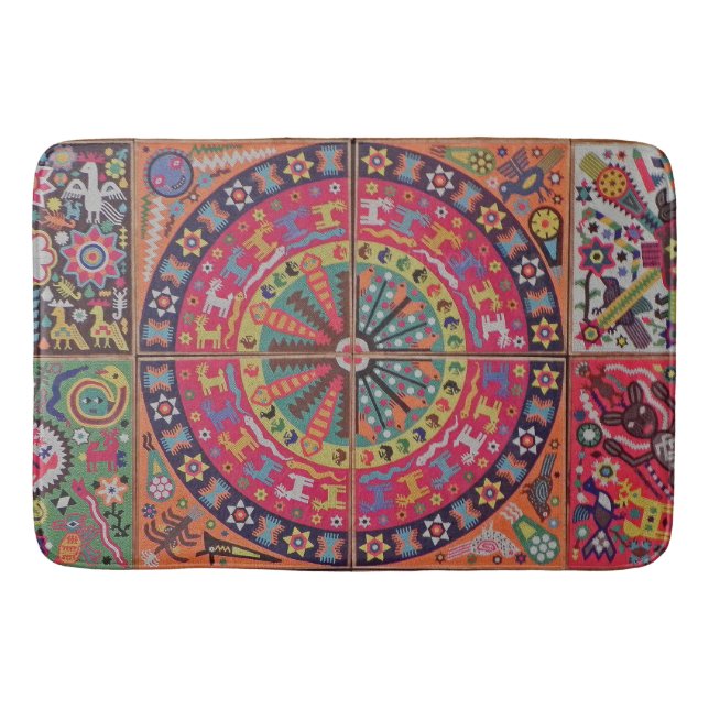 Oaxaca Mexico Mexican Mayan Tribal Art Boho Travel Bath Mat (Front)