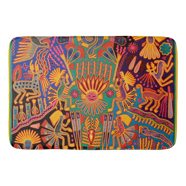 Oaxaca Mexico Mexican Mayan Tribal Art Boho Travel Bath Mat (Front)