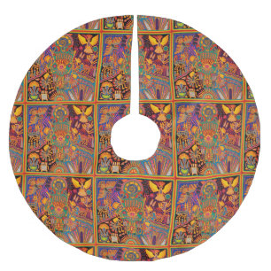 Oaxaca Mexico Mexican Mayan Tribal Art Boho Travel Brushed Polyester Tree Skirt