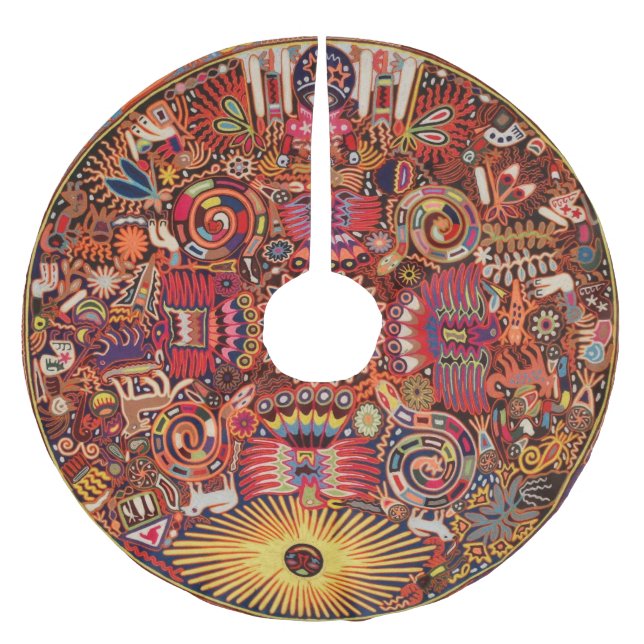 Oaxaca Mexico Mexican Mayan Tribal Art Boho Travel Brushed Polyester Tree Skirt (Front)