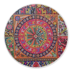 Oaxaca Mexico Mexican Mayan Tribal Art Boho Travel Ceramic Knob