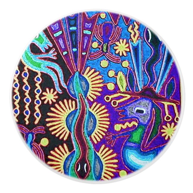 Oaxaca Mexico Mexican Mayan Tribal Art Boho Travel Ceramic Knob (Front)