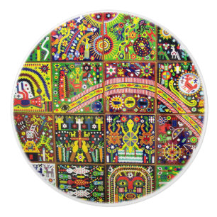 Oaxaca Mexico Mexican Mayan Tribal Art Boho Travel Ceramic Knob