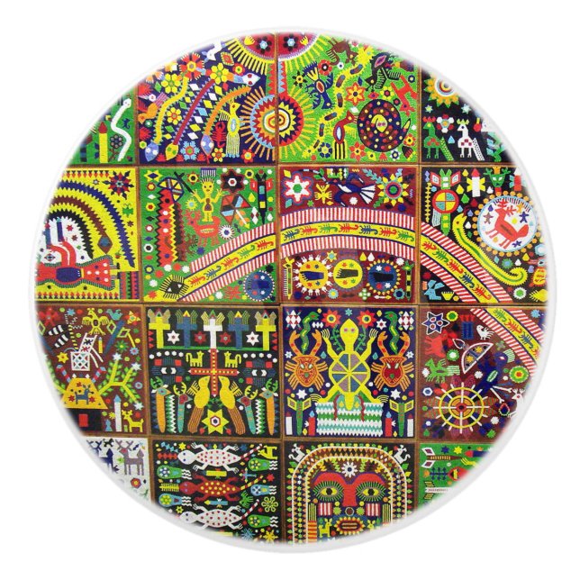 Oaxaca Mexico Mexican Mayan Tribal Art Boho Travel Ceramic Knob (Front)