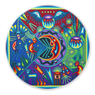 Oaxaca Mexico Mexican Mayan Tribal Art Boho Travel Ceramic Knob