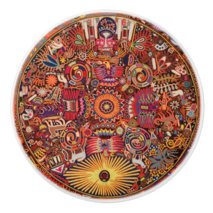 Oaxaca Mexico Mexican Mayan Tribal Art Boho Travel Ceramic Knob