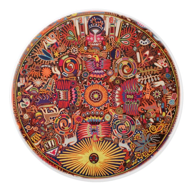Oaxaca Mexico Mexican Mayan Tribal Art Boho Travel Ceramic Knob (Front)