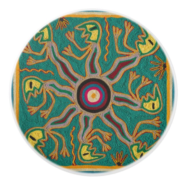 Oaxaca Mexico Mexican Mayan Tribal Art Boho Travel Ceramic Knob (Front)