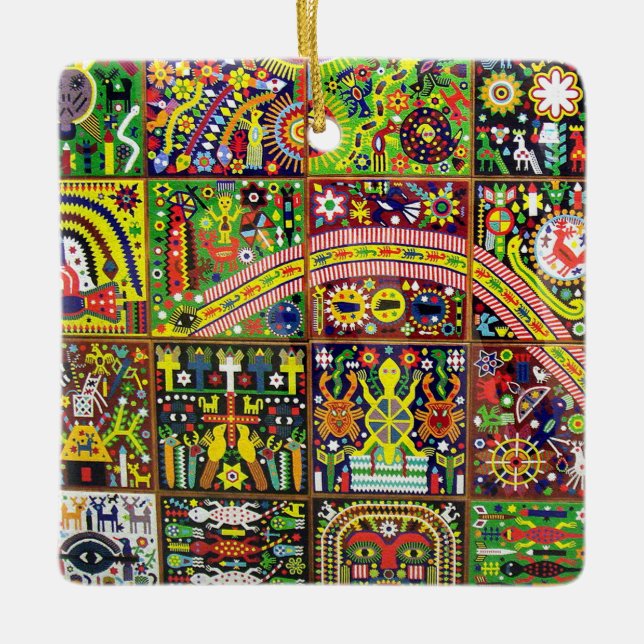 Oaxaca Mexico Mexican Mayan Tribal Art Boho Travel Ceramic Ornament (Front)