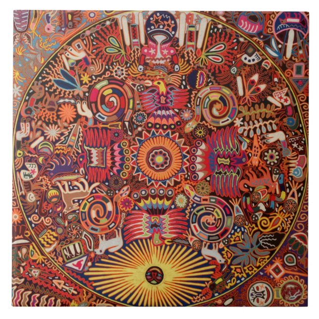 Oaxaca Mexico Mexican Mayan Tribal Art Boho Travel Ceramic Tile (Front)