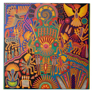 Oaxaca Mexico Mexican Mayan Tribal Art Boho Travel Ceramic Tile