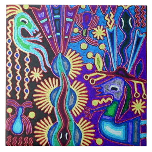 Oaxaca Mexico Mexican Mayan Tribal Art Boho Travel Ceramic Tile