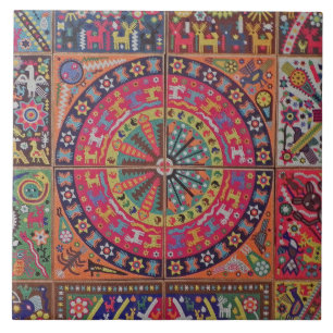 Oaxaca Mexico Mexican Mayan Tribal Art Boho Travel Ceramic Tile