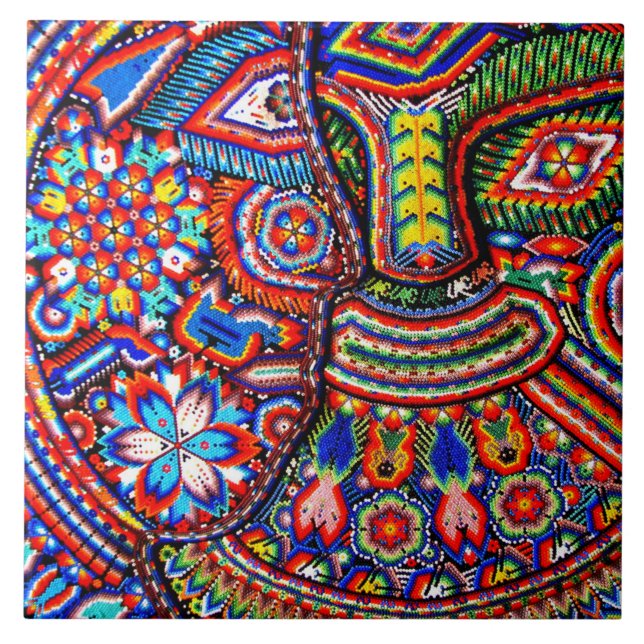 Oaxaca Mexico Mexican Mayan Tribal Art Boho Travel Ceramic Tile (Front)