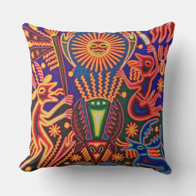Oaxaca Mexico Mexican Mayan Tribal Art Boho Travel Cushion (Front)
