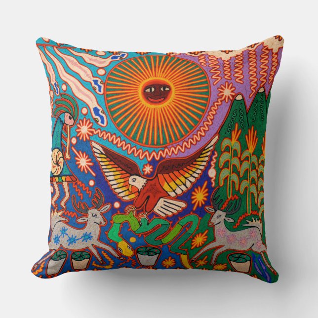 Oaxaca Mexico Mexican Mayan Tribal Art Boho Travel Cushion (Front)