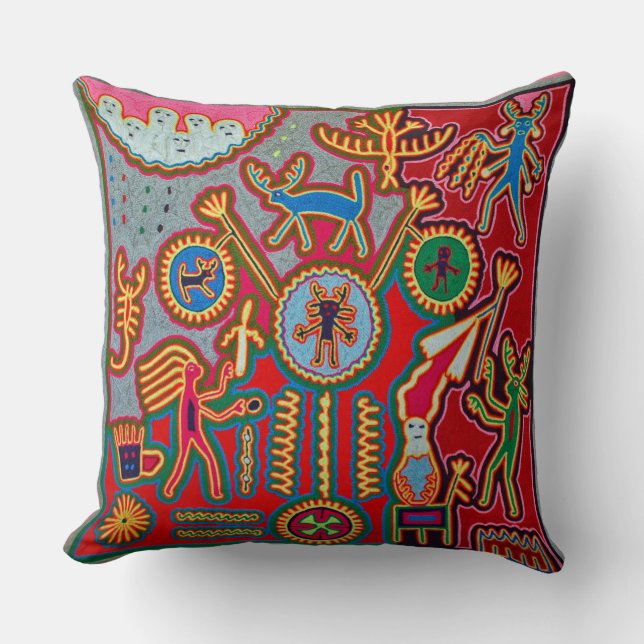Oaxaca Mexico Mexican Mayan Tribal Art Boho Travel Cushion (Front)