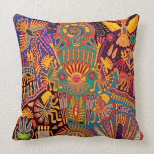Oaxaca Mexico Mexican Mayan Tribal Art Boho Travel Cushion