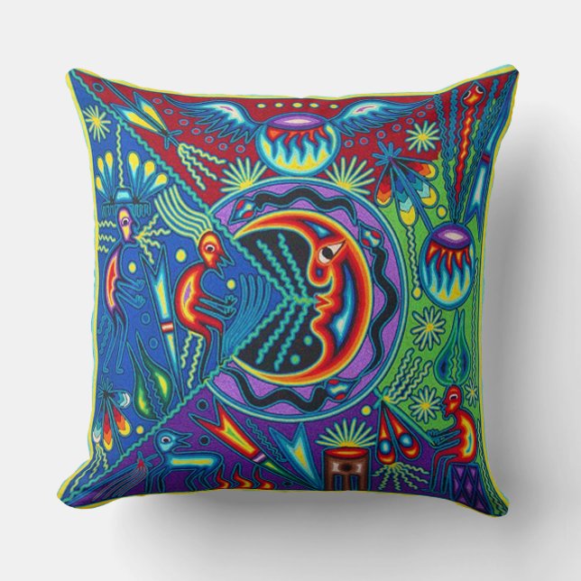 Oaxaca Mexico Mexican Mayan Tribal Art Boho Travel Cushion (Front)