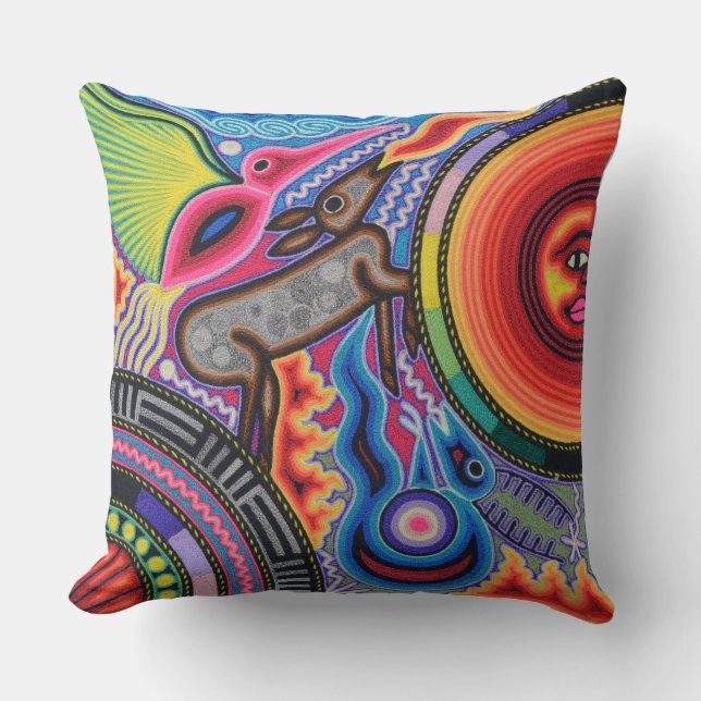 Oaxaca Mexico Mexican Mayan Tribal Art Boho Travel Cushion (Front)