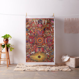 Oaxaca Mexico Mexican Mayan Tribal Art Boho Travel Fabric