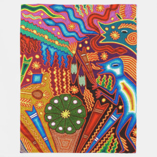 Oaxaca Mexico Mexican Mayan Tribal Art Boho Travel Fleece Blanket