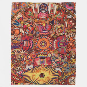 Oaxaca Mexico Mexican Mayan Tribal Art Boho Travel Fleece Blanket